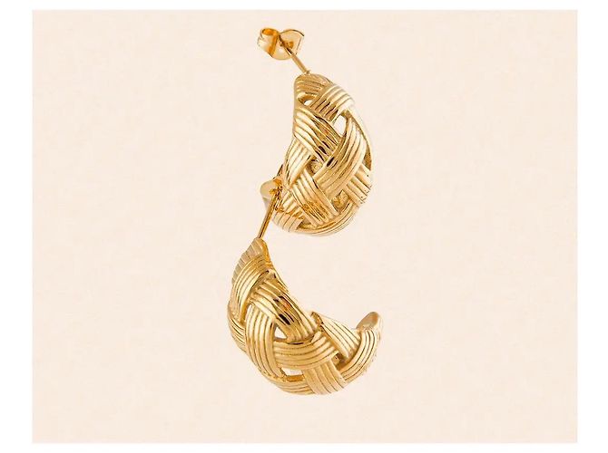 Autre Marque Orecchini a cerchio intrecciati in acciaio dorato D'oro - vista 2