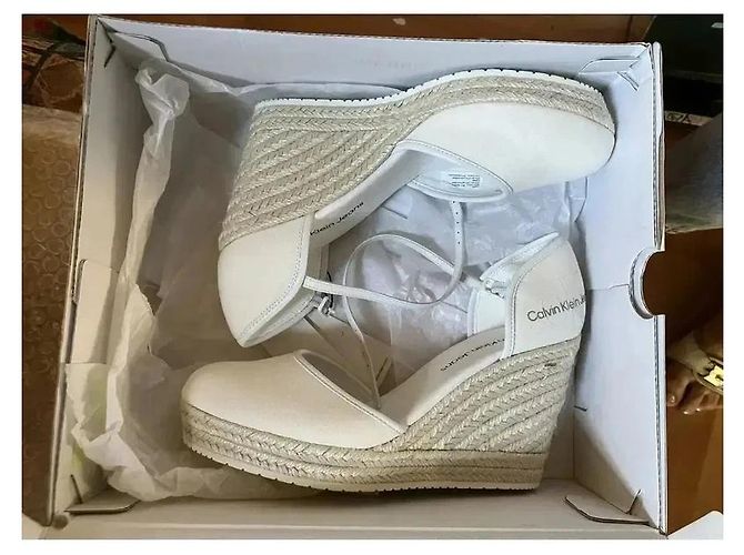 Calvin Klein Jeans Sandali espadrilles con zeppa in tela bianca Bianco - vista 12
