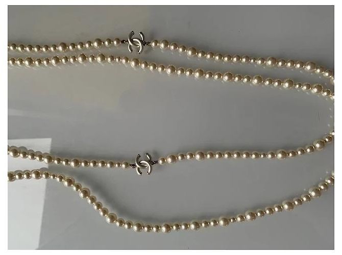 Collana di perle Chanel multi-filo Crudo Gold hardware - vista 4
