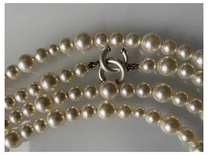 Collana di perle Chanel multi-filo Crudo Gold hardware - vista 6