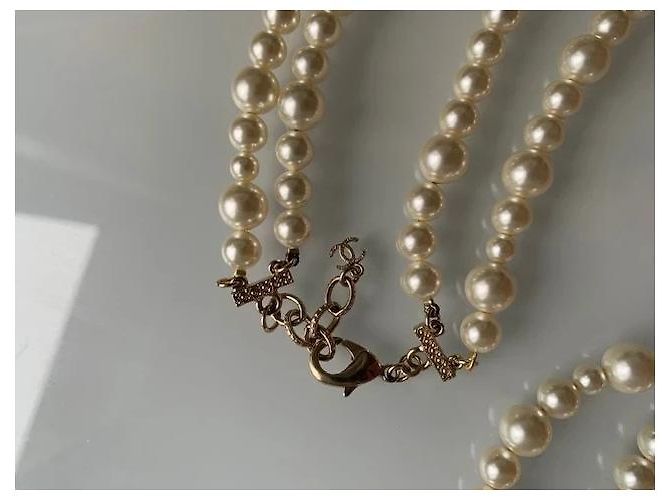 Collana di perle Chanel multi-filo Crudo Gold hardware - vista 7