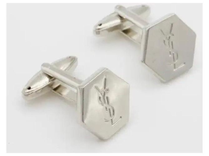 Yves Saint Laurent Saint Laurent YSL Gemelli esagonali argentati Argento - vista 2