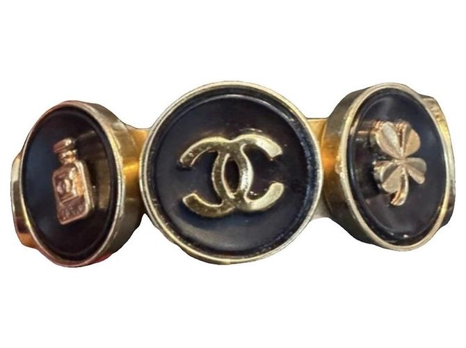Bracciale rigido Chanel Camélia, N°5 e testa di leone Nero D'oro - vista 2