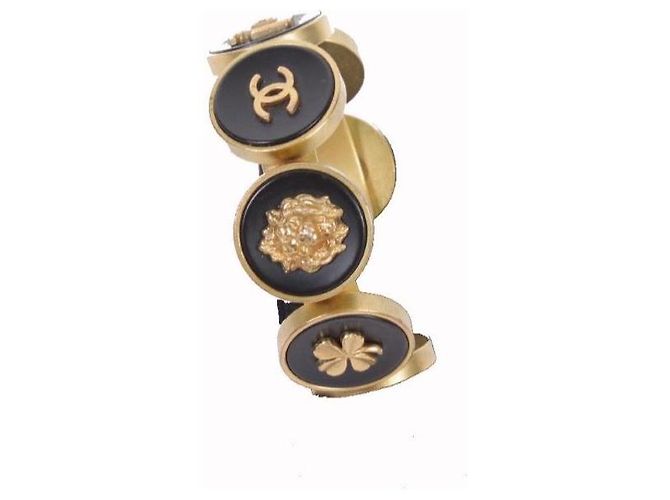 Bracciale rigido Chanel Camélia, N°5 e testa di leone Nero D'oro - vista 3