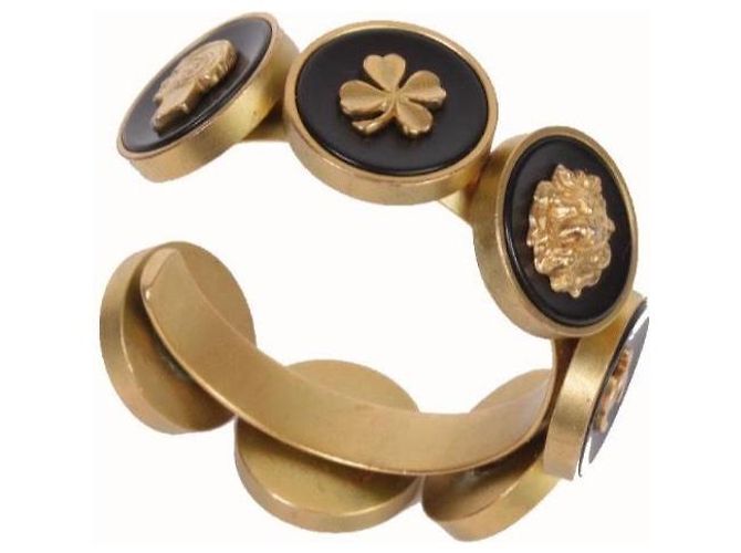 Bracciale rigido Chanel Camélia, N°5 e testa di leone Nero D'oro - vista 4