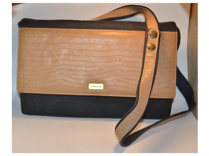 Borsa a tracolla Lanvin in pelle e tela Marrone/Nero - vista 2