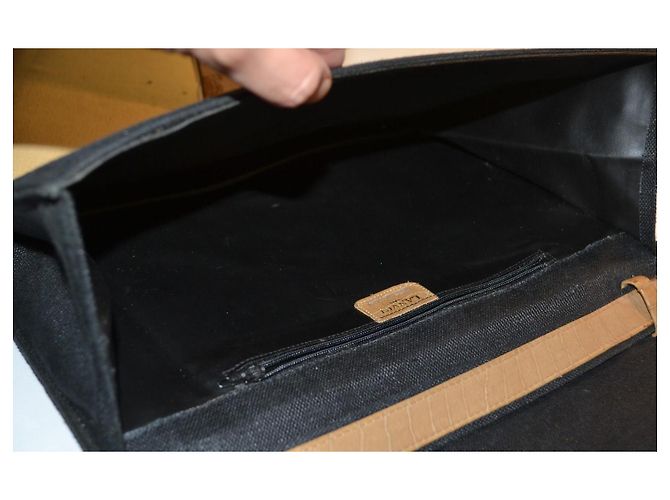 Borsa a tracolla Lanvin in pelle e tela Marrone/Nero - vista 7