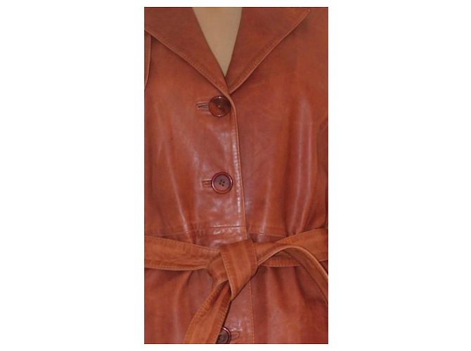 Tommy Hilfiger Lederjacke in Braun mit Gürtel - Ansicht 2