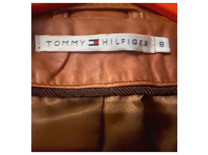 Tommy Hilfiger Lederjacke in Braun mit Gürtel - Ansicht 3