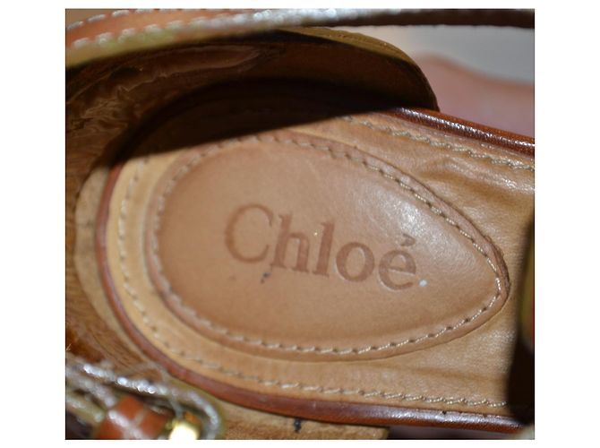 Chloé Sandali con Zeppa in Cuoio Marrone - vista 6