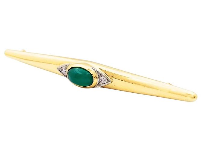 Spilla Van Cleef & Arpels, oro giallo, platino, crisoprasio a cabochon e diamanti. - vista 2