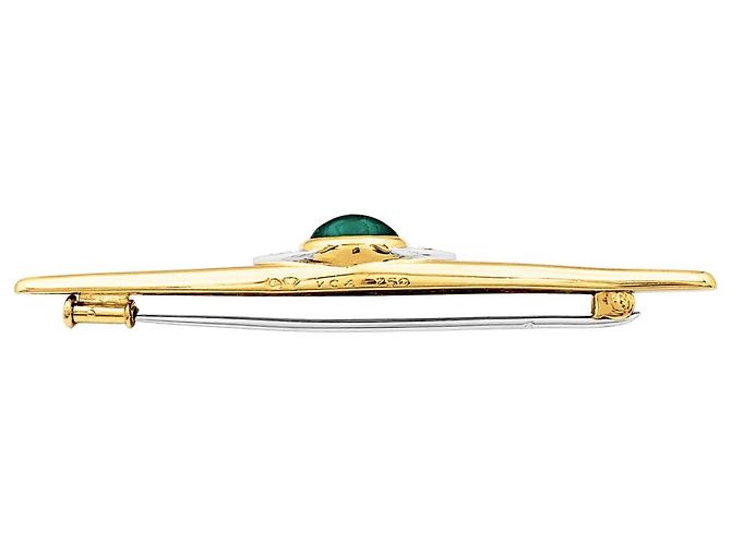 Spilla Van Cleef & Arpels, oro giallo, platino, crisoprasio a cabochon e diamanti. - vista 3