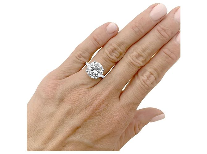 Autre Marque Platinring besetzt mit einem 5.01 Karat Diamanten. - Ansicht 6