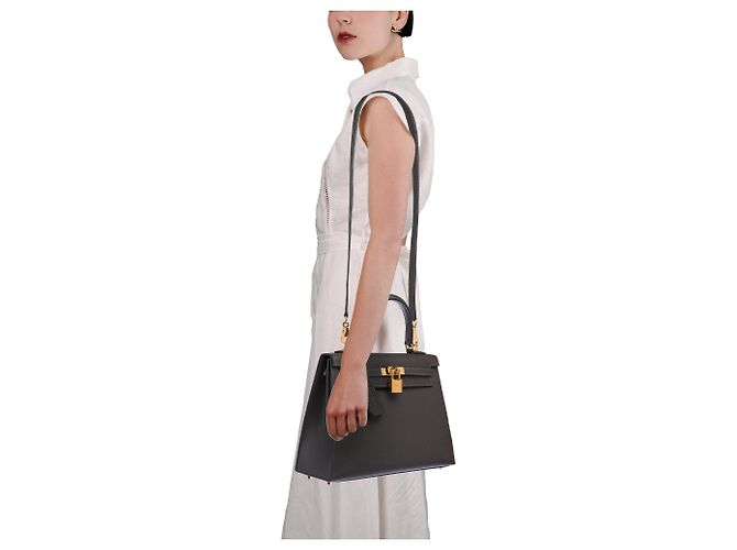 Hermès Borsa HERMES Kelly 25 in Pelle Grigia - 103628 Grigio - vista 13