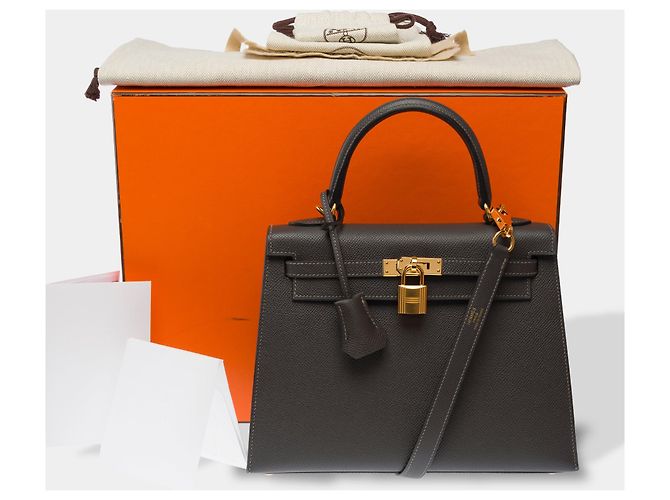 Hermès Borsa HERMES Kelly 25 in Pelle Grigia - 103628 Grigio - vista 2