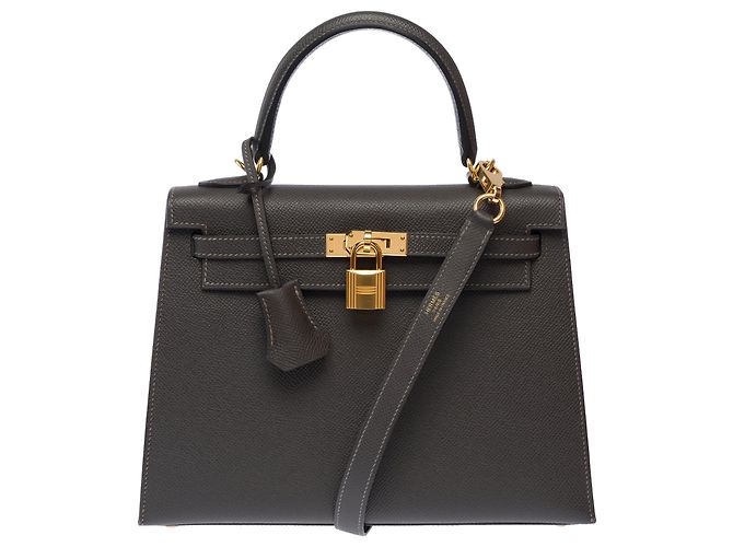 Hermès Borsa HERMES Kelly 25 in Pelle Grigia - 103628 Grigio - vista 3