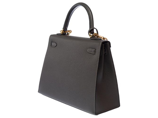 Hermès Borsa HERMES Kelly 25 in Pelle Grigia - 103628 Grigio - vista 6