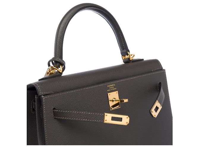 Hermès Borsa HERMES Kelly 25 in Pelle Grigia - 103628 Grigio - vista 7