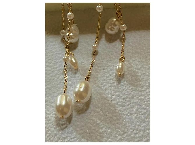 Autre Marque Orecchini pendenti a fiocco con perle e cristalli Bianco D'oro - vista 7