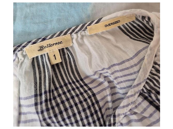 Bellerose Iroko Oversize Baumwollbluse Kariert - Weiß/Blau/Schwarz - Ansicht 6