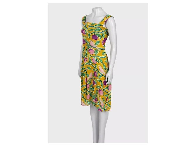 Vestido de seda estampado amarillo Dolce & Gabbana NWOT - Talla S Sem estrenar - vista 2