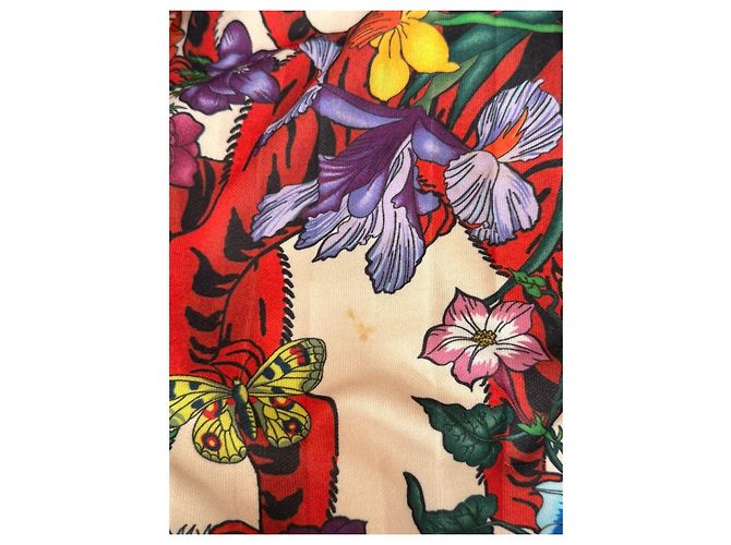 Falda midi plisada Gucci estampado floral Rosa Blanco Roja Azul Verde Amarillo - vista 13