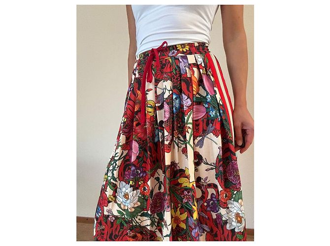 Falda midi plisada Gucci estampado floral Rosa Blanco Roja Azul Verde Amarillo - vista 2