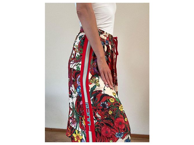 Falda midi plisada Gucci estampado floral Rosa Blanco Roja Azul Verde Amarillo - vista 4