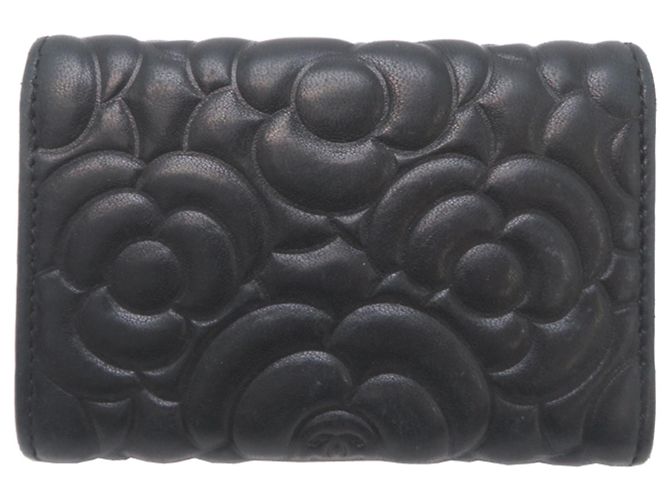 Chanel Camellia Lambskin Card Case Black - view 2