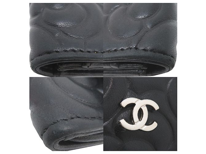 Chanel Camellia Lambskin Card Case Black - view 8