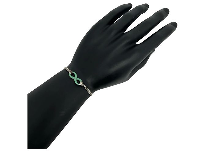 Tiffany & Co Bracciale Tiffany Infinity Double Chain Argento Verde - vista 2