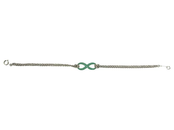 Tiffany & Co Bracciale Tiffany Infinity Double Chain Argento Verde - vista 5