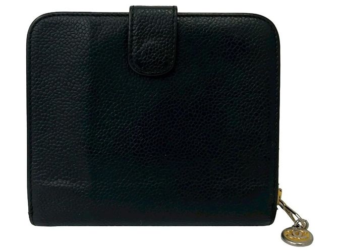 Chanel Coco Mark Vintage Caviar Leather Bi-fold Wallet Black - view 2