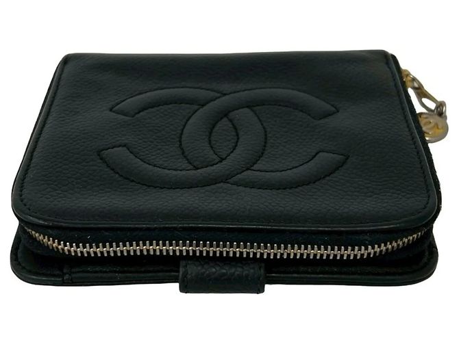 Chanel Coco Mark Vintage Caviar Leather Bi-fold Wallet Black - view 3