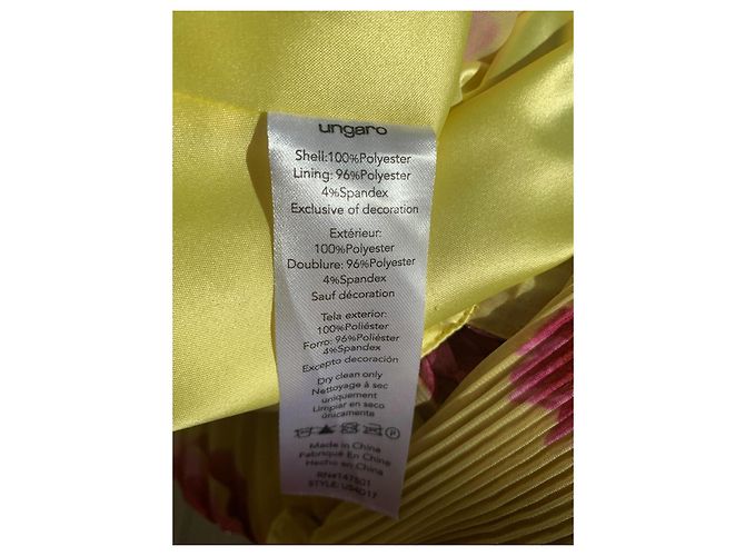 Emanuel Ungaro Ungaro Plissee-Kleid mit gelbem Blumenmuster und Rüschen Pink - Ansicht 6