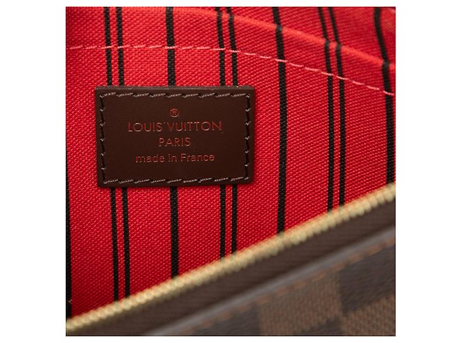 Louis Vuitton Pochette Neverfull Damier Ebene Marrón Castaño - vista 5