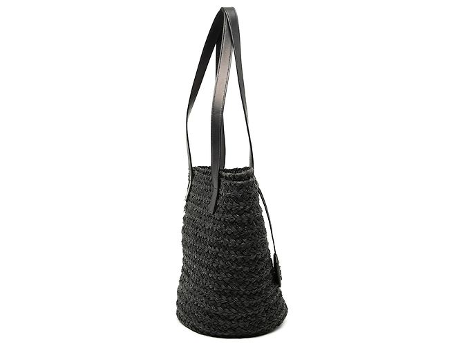 Bolsa Tote Saint Laurent Black Small Raffia Panier Preto - vista 2
