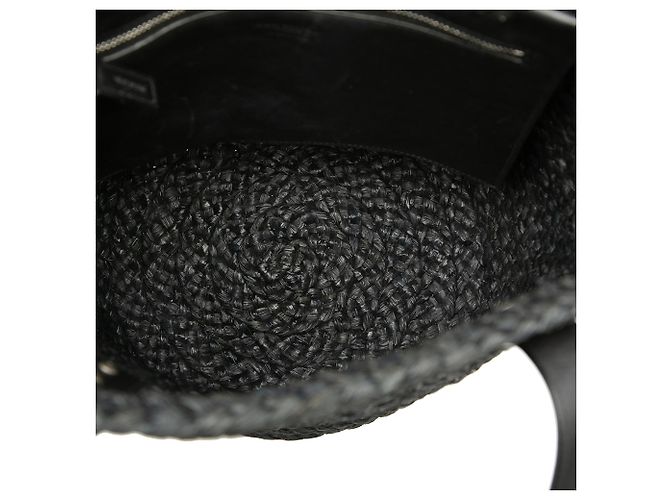 Bolsa Tote Saint Laurent Black Small Raffia Panier Preto - vista 4