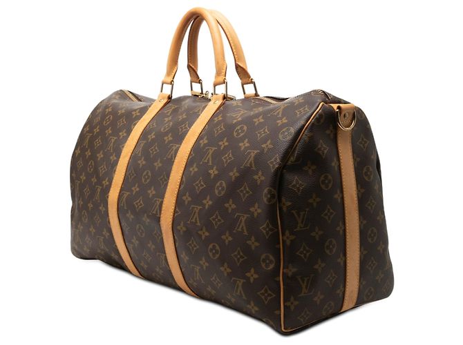 Louis Vuitton Marrone Monogram Keepall Bandouliere 50 - vista 2