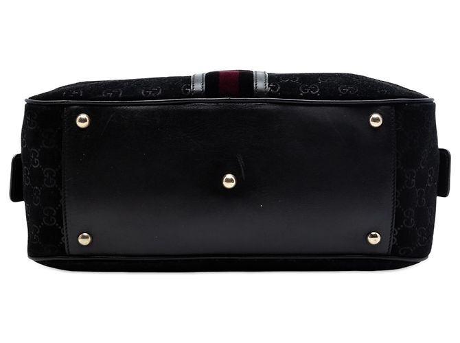 Borsa Dome Gucci Black GG Suede Web Nero - vista 3