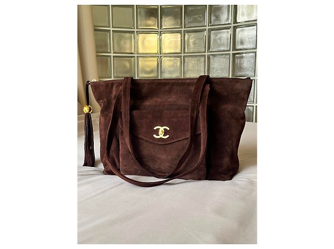 Chanel Borsa da viaggio Extra Large scamosciato marrone Cioccolato - vista 11