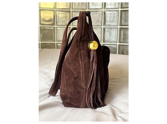 Chanel Borsa da viaggio Extra Large scamosciato marrone Cioccolato - vista 9