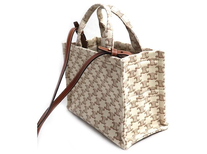 Céline CELINE Triomphe Small Cabas Thais Shoulder Bag Marrone Beige - vista 2