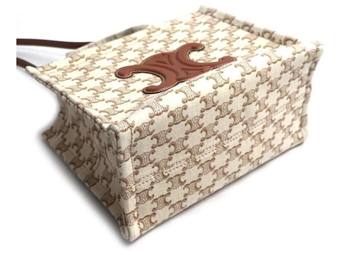 Céline CELINE Triomphe Small Cabas Thais Shoulder Bag Marrone Beige - vista 3
