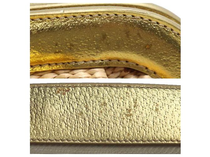 Borsa in paglia beige e oro Prada D'oro - vista 9