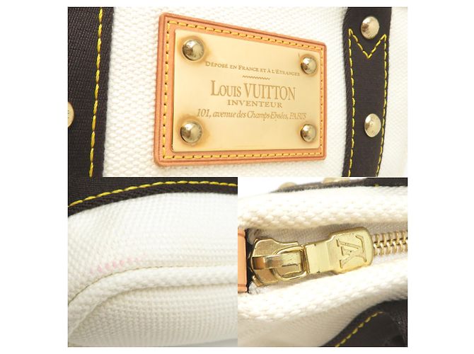 Borsa Louis Vuitton Antigua Cabas PM Marrone Bianco - vista 10