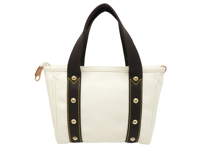 Borsa Louis Vuitton Antigua Cabas PM Marrone Bianco - vista 2
