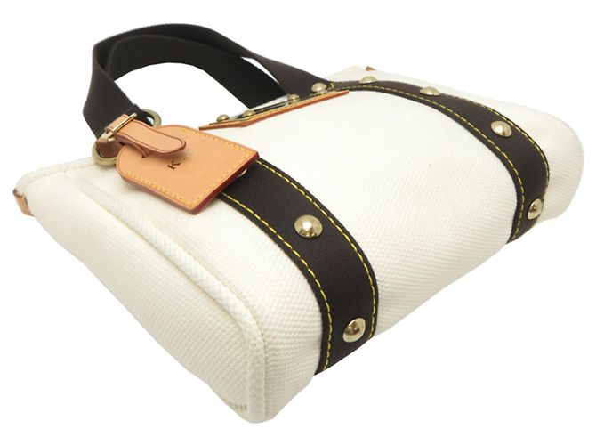 Borsa Louis Vuitton Antigua Cabas PM Marrone Bianco - vista 3