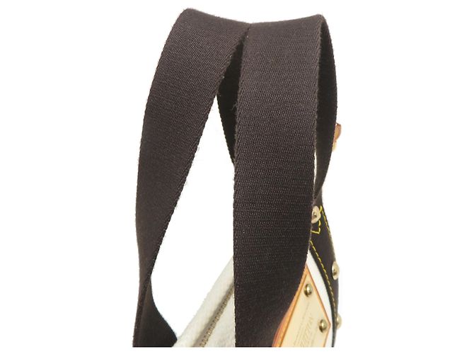 Borsa Louis Vuitton Antigua Cabas PM Marrone Bianco - vista 5
