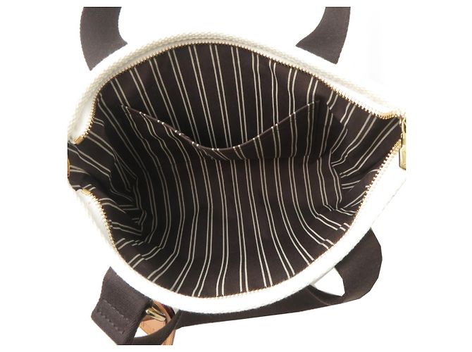 Borsa Louis Vuitton Antigua Cabas PM Marrone Bianco - vista 6